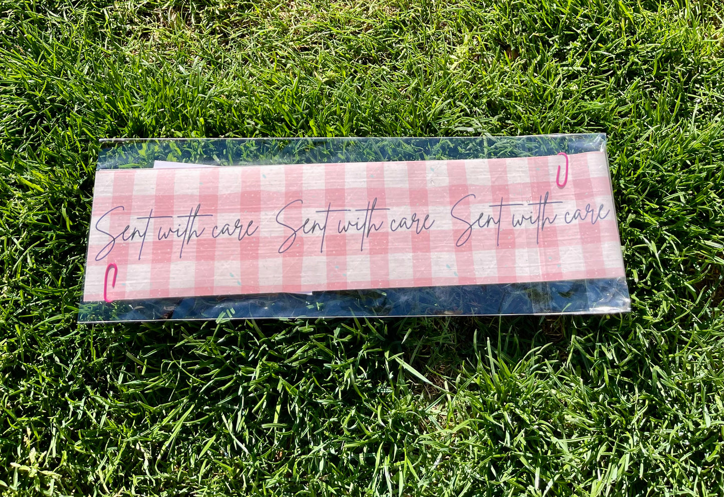 Sent With Love Pink Gingham Packaging Tape